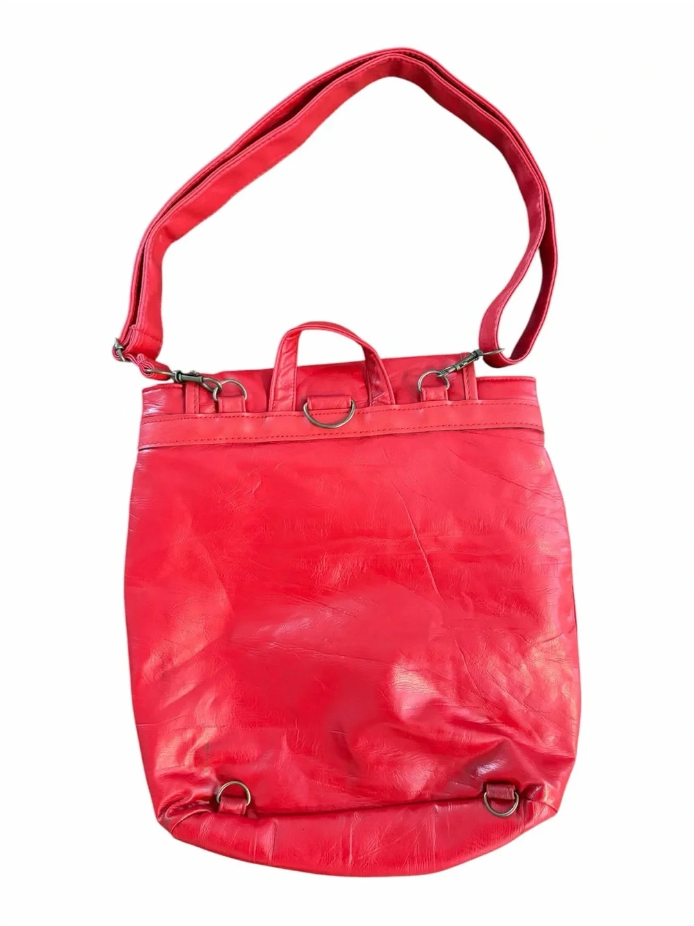 Vintage Capezio Red Vinyl Convertible Backpack Shoulder Bag